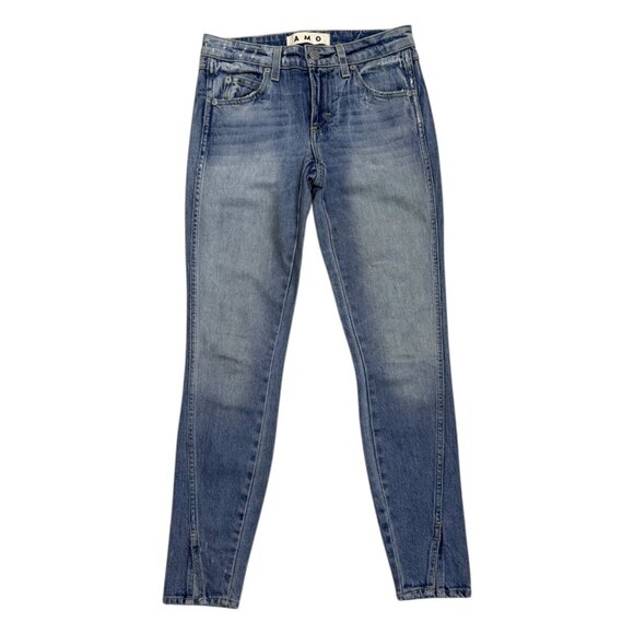 AMO Twist Sweet Cheeks Luxury Designer Skinny Casual Denim Jeans Womens Small - Picture 1 of 7